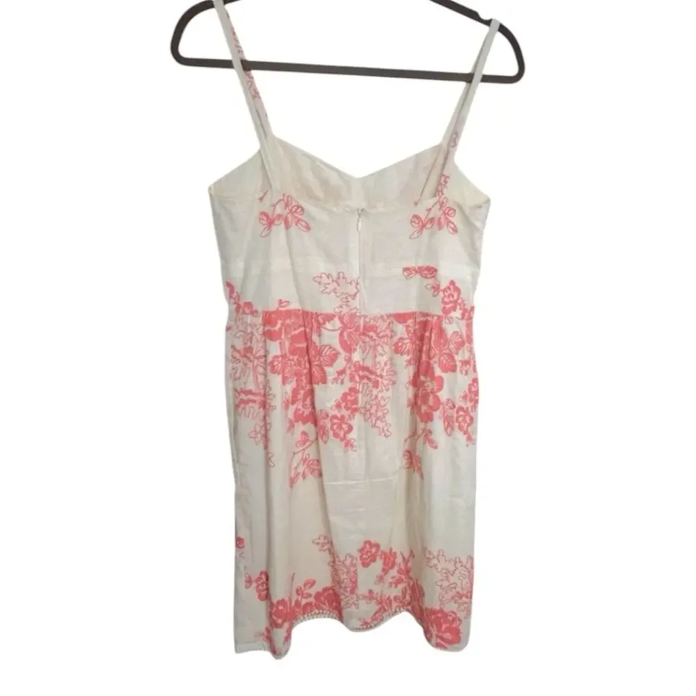 J. Crew Mirabel Mini Dress Women’s 6 Embroidered Floral Cream Coral Empire Waist - Picture 4 of 7